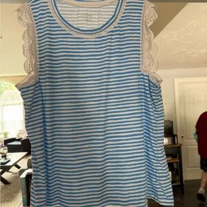 Lilly Pulitzer Zanzibar Blue Striped Sleeveless Shirt XL